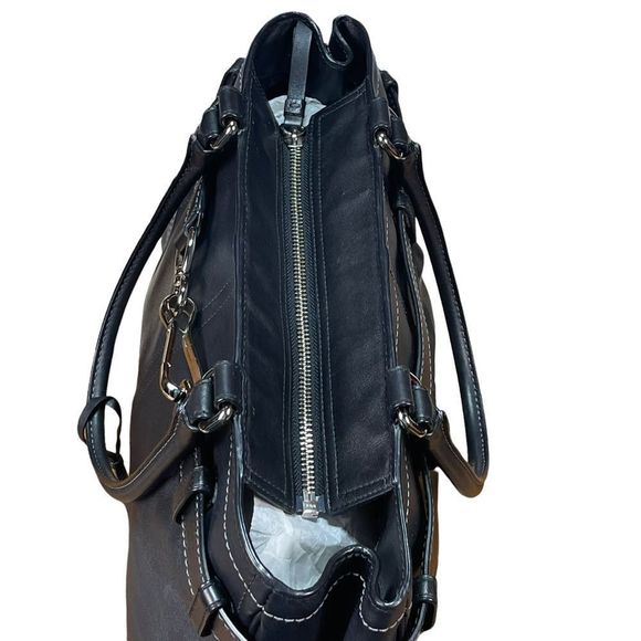 Coach Carryall Hampton Large Tassel Black Leather Satchel Hand Bag Classic Tote - Picture 6 of 10